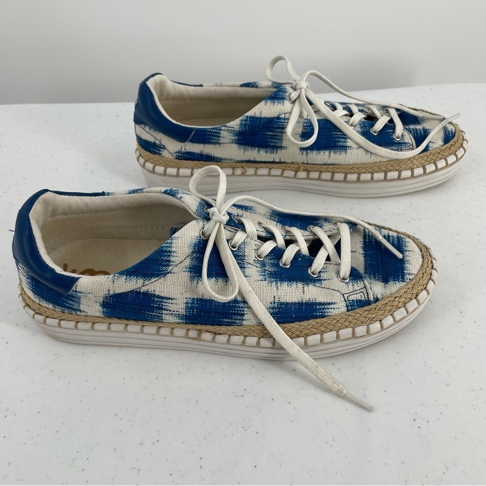 Sam Edelman Kavi Tie Dyed Espadrille Blue Cream Jute Twine Low Rise Sneakers - Picture 5 of 9